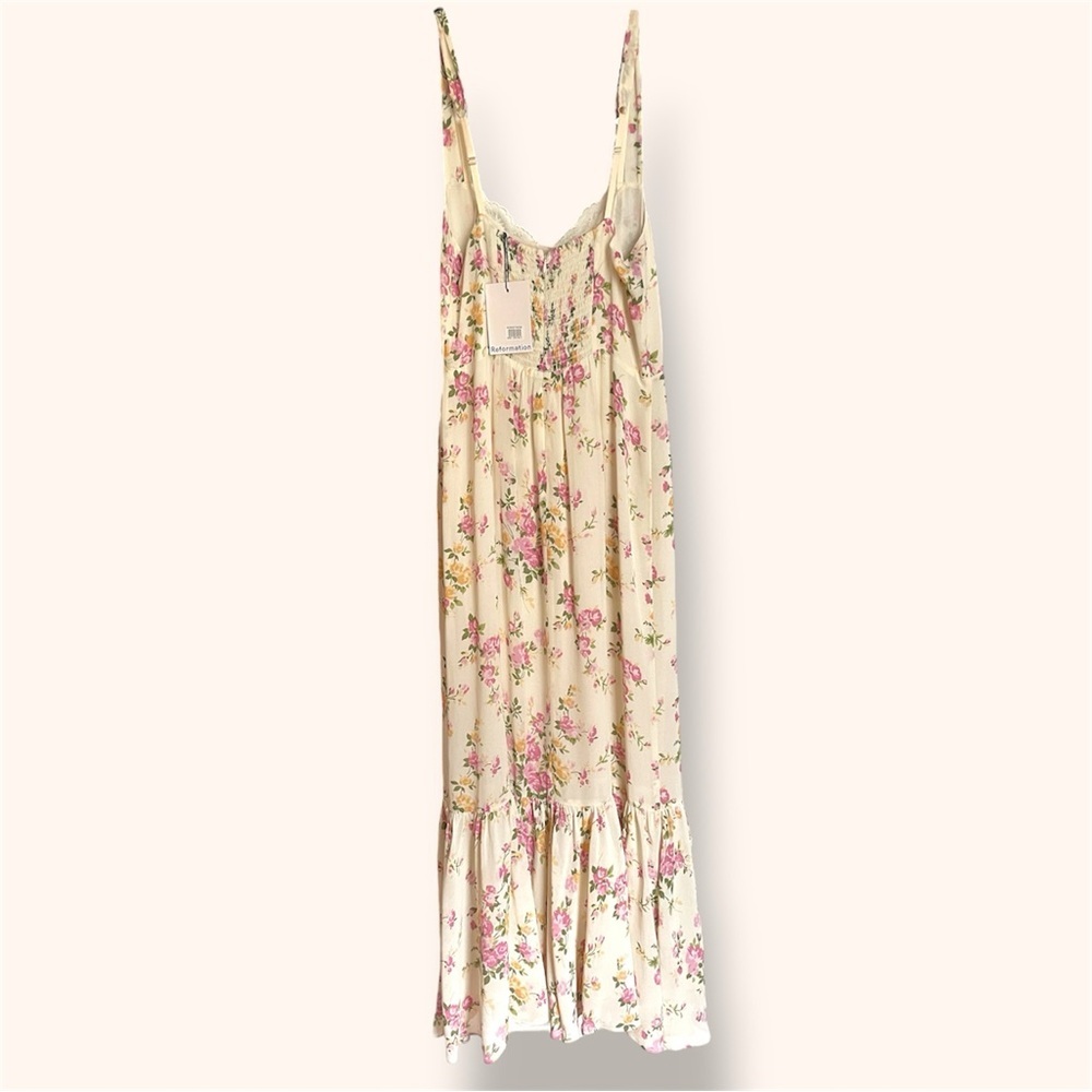 NWT Reformation Irisa Sweetheart Floral Lace Detail Midi Dress Size 8 Posy - Picture 8 of 15